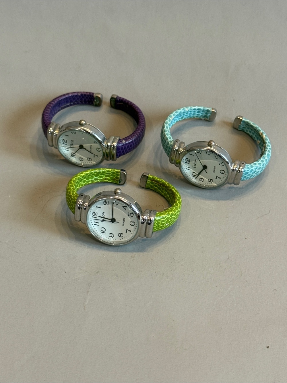 Women's Fashion Cuff Watch with Bright Colored Band - Purple, Aqua & Lime, NEW